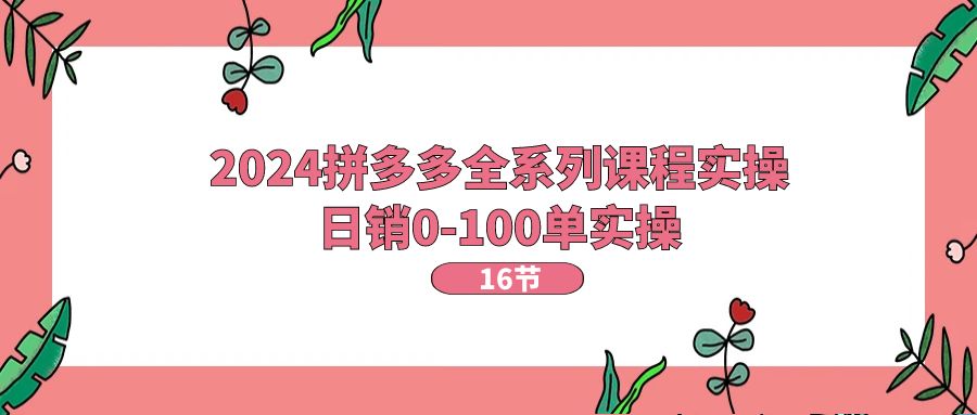 2024拼多多平台全主题课程实际操作，日销0-100单实际操作【16堂课】-中创网_专注互联网创业,项目资源整合