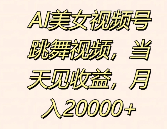 AI美女丝袜号跳舞的视频，当日见盈利，月入2w-中创网_专注互联网创业,项目资源整合