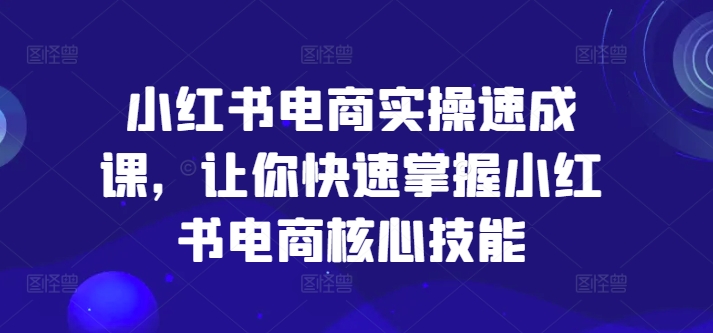 小红书电商实际操作速成课，让你快速把握小红书电商核心技能-中创网_专注互联网创业,项目资源整合
