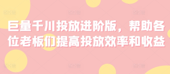 巨量千川推广升级版，协助老板们们提升推广高效率和利润-中创网_专注互联网创业,项目资源整合