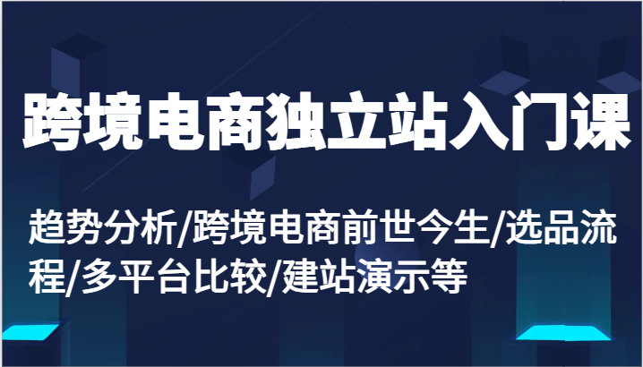 跨境电商电商独立站新手入门课：变化趋势/跨境电子商务来世今生/选款步骤/全平台较为/建网站演试等-中创网_专注互联网创业,项目资源整合