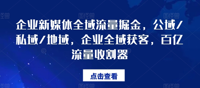企业新媒体全域流量掘金队，公域流量/公域/地区，公司示范区拓客，百亿元总流量收种器-中创网_专注互联网创业,项目资源整合