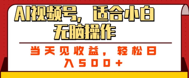 ai视频号，适合小白无脑操作，当天见收益，轻松日入5张-中创网_专注互联网创业,项目资源整合