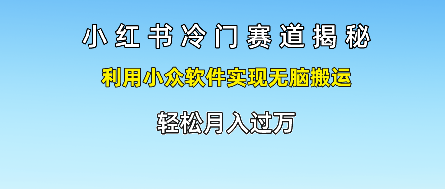 小红书的小众跑道揭密,运用小众软件完成没脑子运送，轻轻松松月入了万-中创网_专注互联网创业,项目资源整合