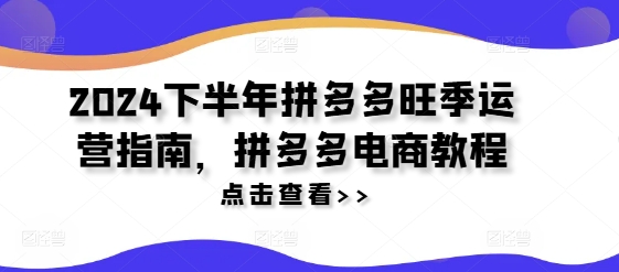 2024后半年拼多多平台高峰期运营指南，拼多多电商实例教程-中创网_专注互联网创业,项目资源整合