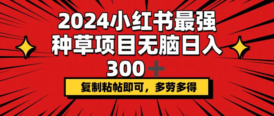 （12336期）2024小红书最强种草项目，无脑日入300+，复制粘帖即可，多劳多得-中创网_专注互联网创业,项目资源整合