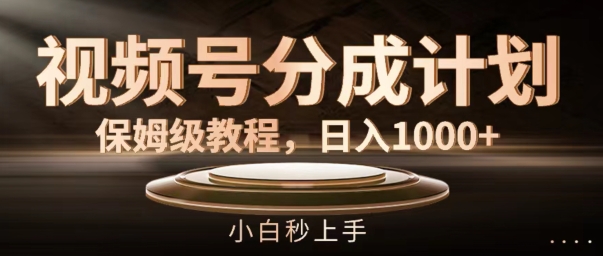 微信视频号分为方案家庭保姆级实例教程，日入1K，新手秒入门【揭密】-番茄副业网