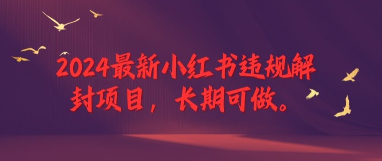 2024全新小红书违规解除限制新项目，长期性能做，一个能做到退休新项目【揭密】-中创网_专注互联网创业,项目资源整合