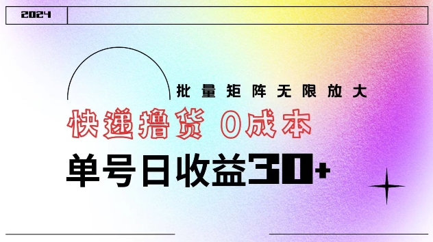 快递撸货 0成本 单号日收益30+ 批量矩阵可无限放大-中创网_专注互联网创业,项目资源整合
