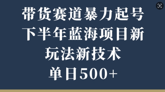 卖货跑道暴力行为养号，后半年蓝海项目，新模式新技术应用，单日500-中创网_专注互联网创业,项目资源整合