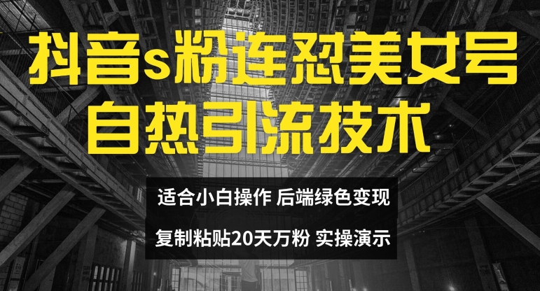 抖音s粉连怼美女号自热引流技术复制粘贴，20天万粉账号，无需实名制，矩阵操作【揭秘】-番茄副业网