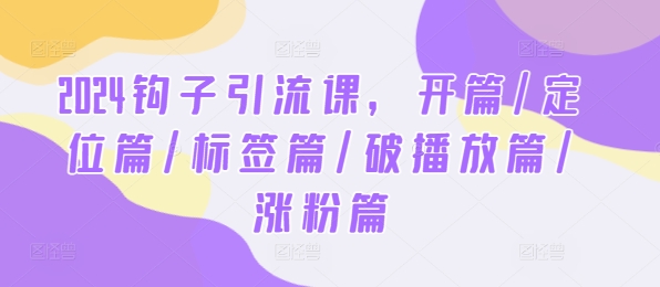2024勾子引流课，开场/精准定位篇/标识篇/破播放视频篇/增粉篇-中创网_专注互联网创业,项目资源整合