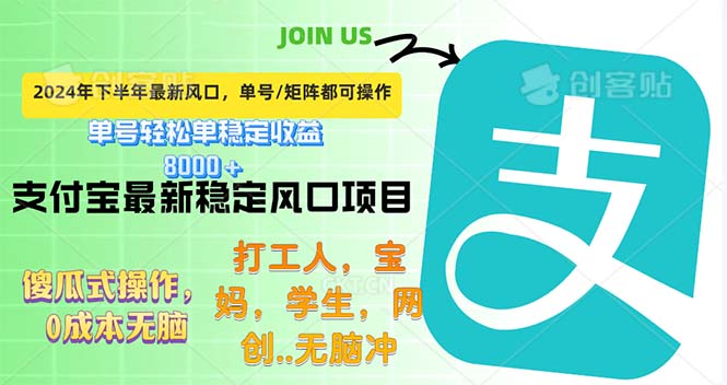 （12563期）下半年最新风口项目，支付宝最稳定玩法，0成本无脑操作，最快当天提现…-中创网_专注互联网创业,项目资源整合
