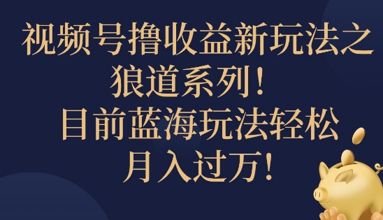视频号暴力撸收益新玩法之狼道系列，目前蓝海玩法轻松月入过万-中创网_专注互联网创业,项目资源整合