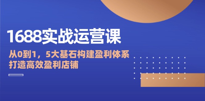 （12482期）1688实战运营课：从0到1，5大基石构建盈利体系，打造高效盈利店铺-中创网_专注互联网创业,项目资源整合