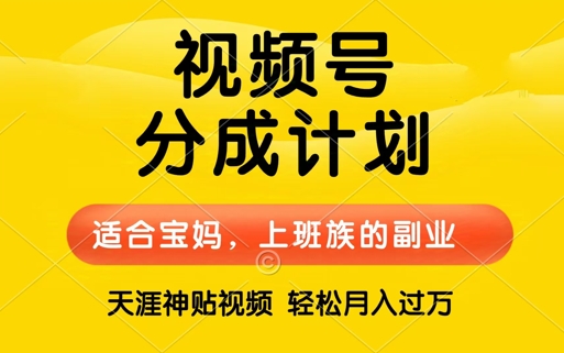 视频号分成计划，天涯贴视频，赚收益，轻松月入过万，操作简单，适合宝妈，上班族-中创网_专注互联网创业,项目资源整合