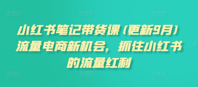 小红书笔记带货课(更新9月)流量电商新机会，抓住小红书的流量红利-中创网_专注互联网创业,项目资源整合