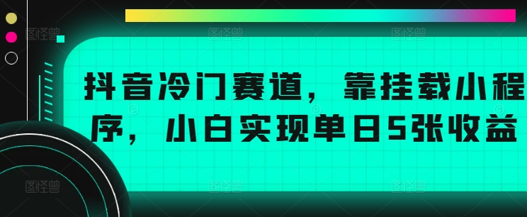 抖音冷门赛道，靠挂载小程序，小白实现单日5张收益-番茄副业网