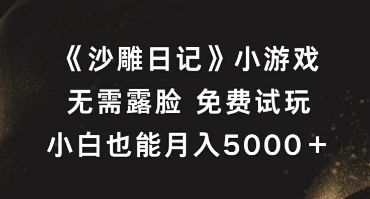 《沙雕日记》小游戏，无需露脸免费试玩，小白也能月入5000+【揭秘】-中创网_专注互联网创业,项目资源整合