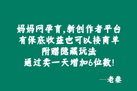 妈妈网孕育，新创作者平台，有保底收益也可以接商单-中创网_专注互联网创业,项目资源整合