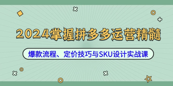 （12703期）2024掌握拼多多运营精髓：爆款流程、定价技巧与SKU设计实战课-中创网_专注互联网创业,项目资源整合