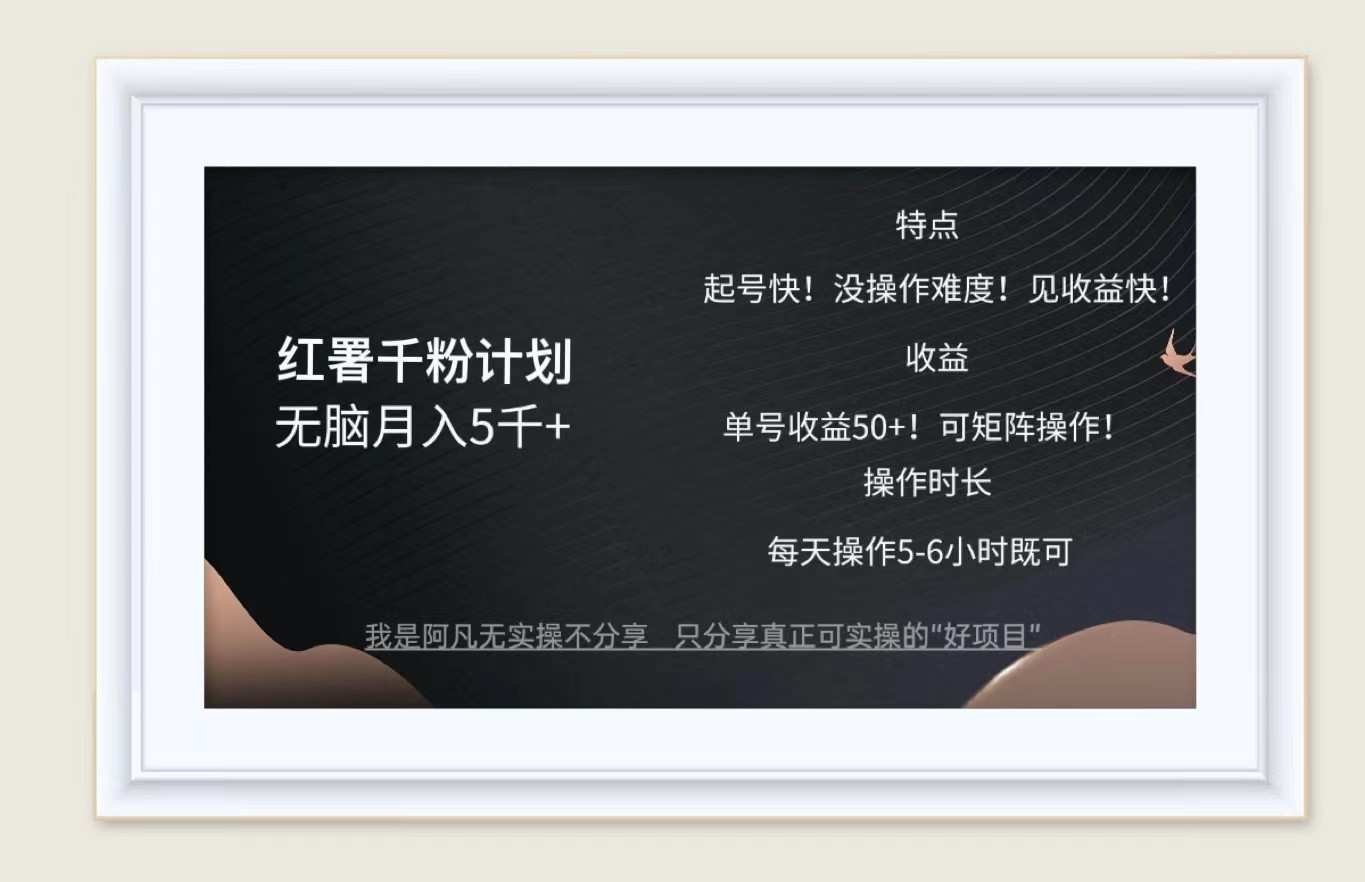 红薯千粉计划无脑月入5千+！既做既赚！-中创网_专注互联网创业,项目资源整合