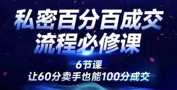 私密百分百成交流程线上训练营，绝对成交，让60分卖手也能100分成交-中创网_专注互联网创业,项目资源整合