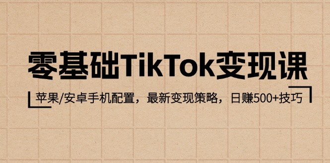 零基础TikTok变现课：苹果/安卓手机配置，最新变现策略，日赚500+技巧-中创网_专注互联网创业,项目资源整合
