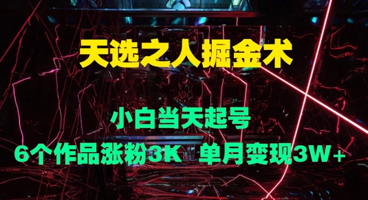 天选之人掘金术，小白当天起号，6个作品涨粉3000+，单月变现3w+-番茄副业网