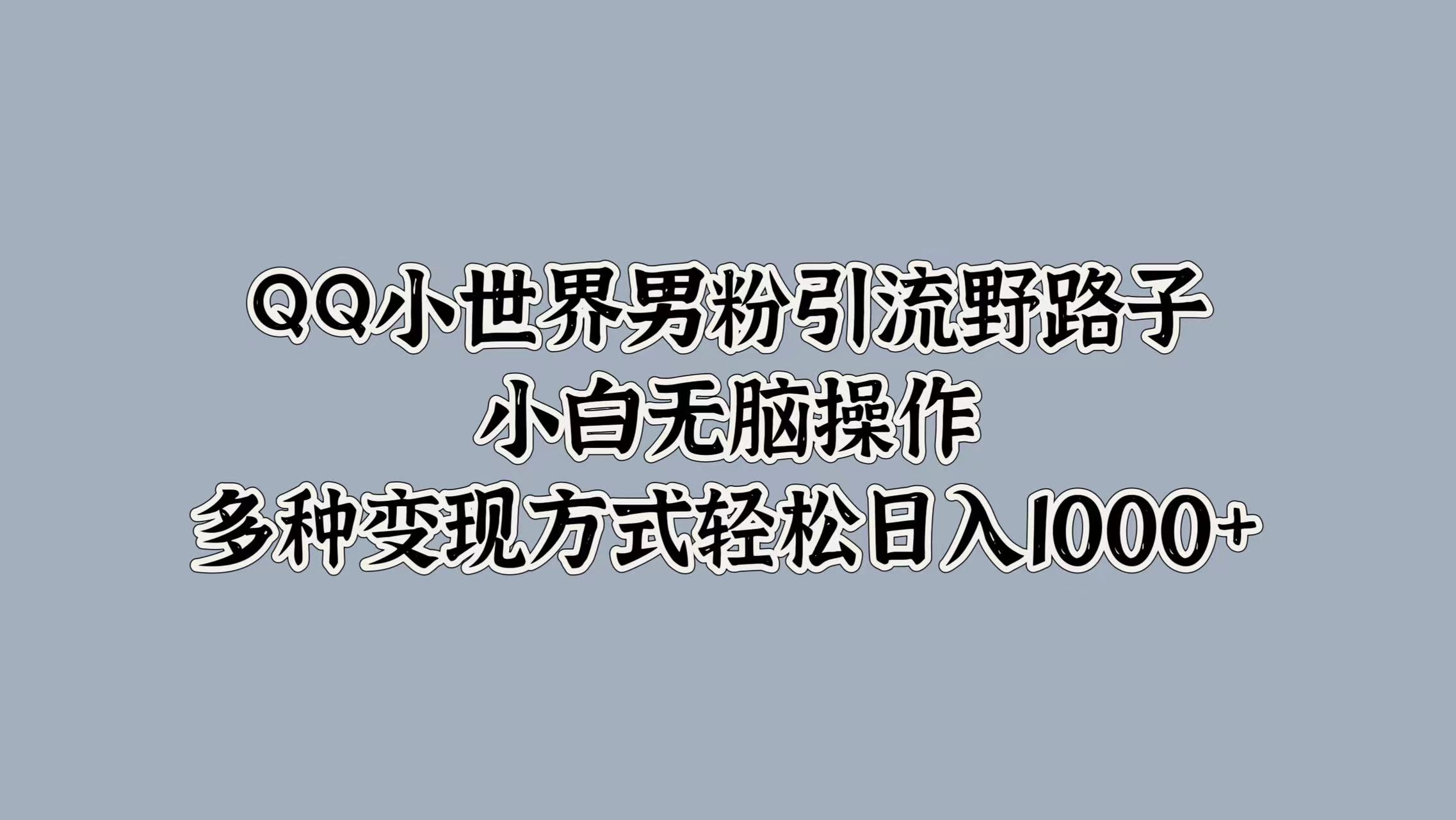 QQ小世界男粉引流野路子，小白无脑操作，多种变现方式-番茄副业网