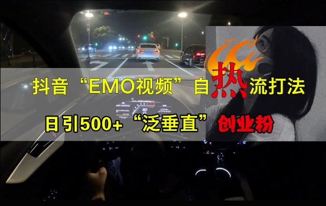 抖音视频EMO短视频自然玩法，日引500 “泛竖直”自主创业粉-中创网_专注互联网创业,项目资源整合