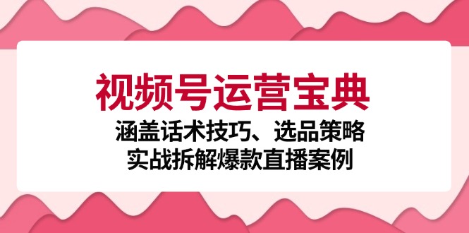 （12808期）视频号运营宝典：涵盖话术技巧、选品策略、实战拆解爆款直播案例-中创网_专注互联网创业,项目资源整合