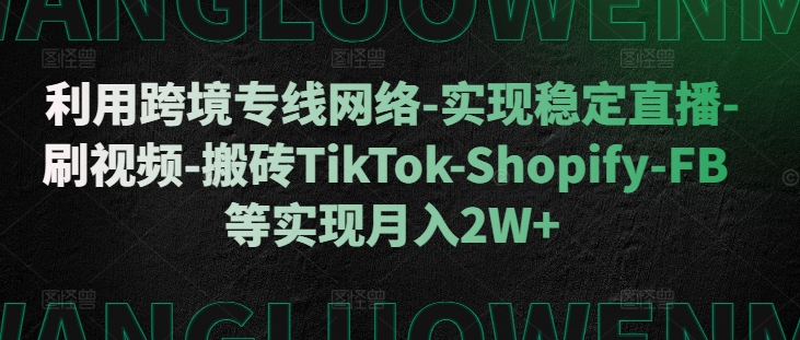 运用跨境专线互联网-实现稳定直播间-刷短视频-打金TikTok-Shopify-FB等实现月入2W 【揭密】-中创网_专注互联网创业,项目资源整合