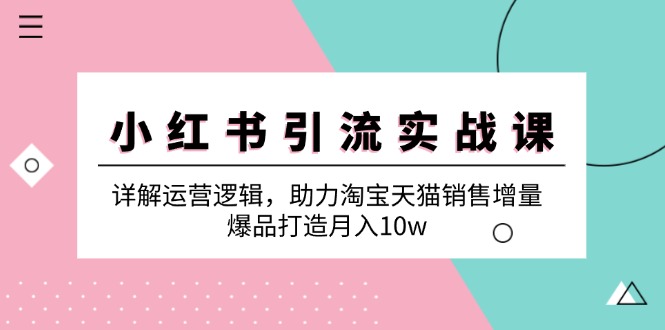 小红书引流实战课：详解运营逻辑，助力淘宝天猫销售增量，爆品打造月入10w-中创网_专注互联网创业,项目资源整合