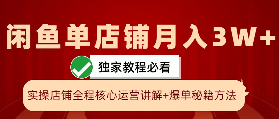 闲鱼平台单店面月入3W 实际操作展现，打造爆款关键秘笈，一学就会-中创网_专注互联网创业,项目资源整合