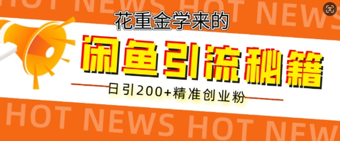 花大价钱学到的闲鱼平台到流秘笈，日引200 精确自主创业粉-中创网_专注互联网创业,项目资源整合