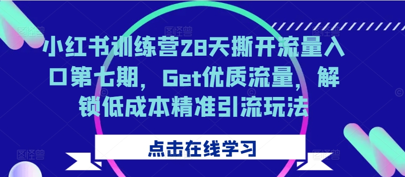 小红书的夏令营28天撕掉流量来源第七期，Get高品质总流量，开启降低成本精准引流方法游戏玩法-中创网_专注互联网创业,项目资源整合