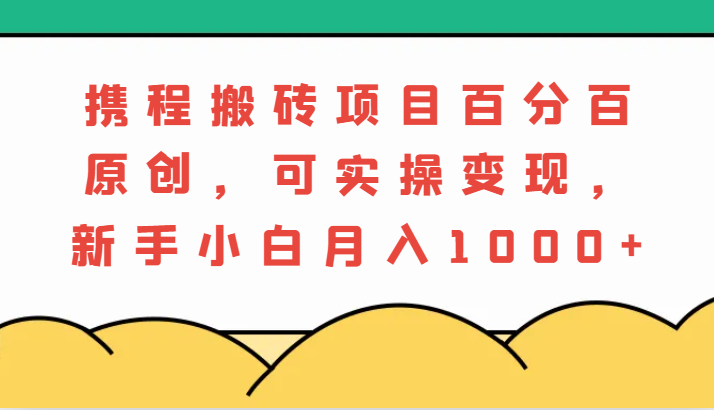 携程网搬砖项目，百分之百原创设计，可实际操作转现，新手入门月入1000-中创网_专注互联网创业,项目资源整合