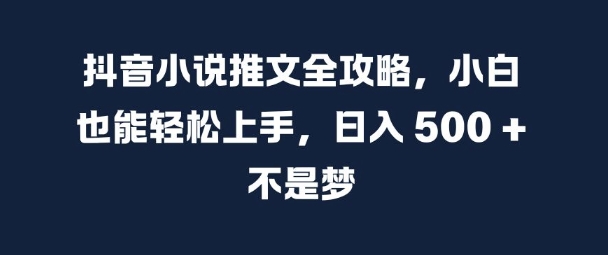 抖音小说文章攻略大全，新手也可以快速上手，日入 5张  指日可待【揭密】-中创网_专注互联网创业,项目资源整合