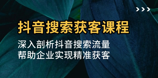 （13465期）抖音搜索获客课程：深入剖析抖音搜索流量，帮助企业实现精准获客-中创网_专注互联网创业,项目资源整合