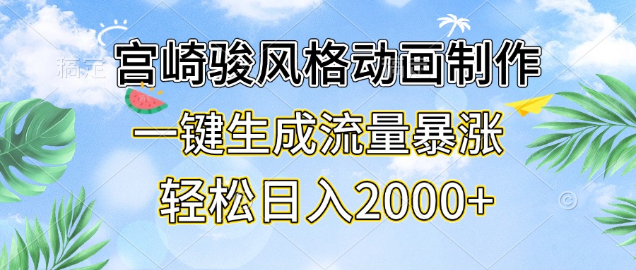 （13386期）宫崎骏风格动画制作，一键生成流量暴涨，轻松日入2000+-中创网_专注互联网创业,项目资源整合