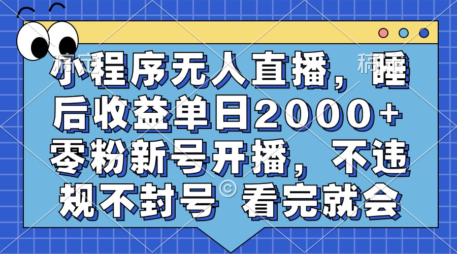 （13251期）小程序无人直播，睡后收益单日2000+ 零粉新号开播，不违规不封号 看完就会-中创网_专注互联网创业,项目资源整合