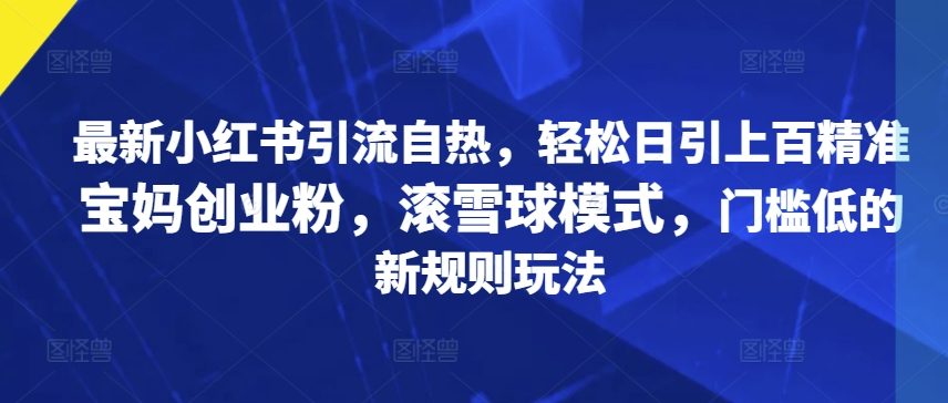 全新小红书引流自然，轻轻松松日引几百精确宝妈创业粉，稳赚方式，成本低的新规游戏玩法-中创网_专注互联网创业,项目资源整合
