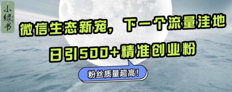 微信生态圈新欢小绿书：下一个流量洼地，日引500 精确自主创业粉，粉丝们品质极高-中创网_专注互联网创业,项目资源整合