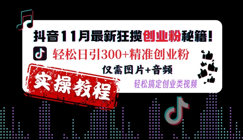 抖音视频11月全新斩获自主创业粉秘笈，轻轻松松日引300 精确自主创业粉，只需照片 声频，轻松解决自主创业类视频-中创网_专注互联网创业,项目资源整合