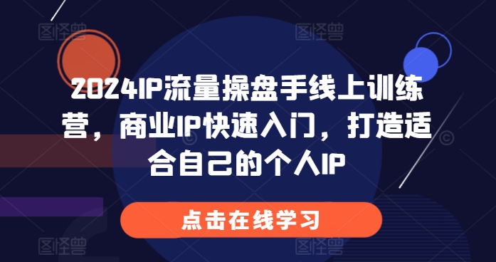 2024IP流量操盘手线上训练营，商业IP快速入门，打造适合自己的个人IP-中创网_专注互联网创业,项目资源整合