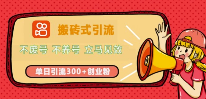 快手搬砖式引流，不废号，不养号，立马见效，单日引流300+精准创业粉-中创网_专注互联网创业,项目资源整合