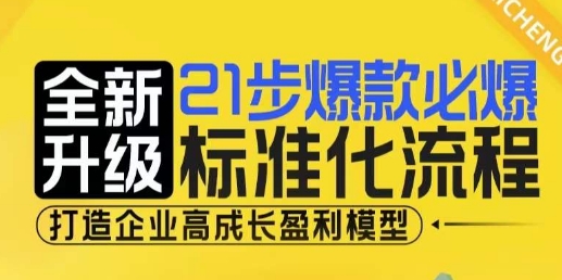 21步爆款必爆标准化流程，全新升级，打造企业高成长盈利模型-中创网_专注互联网创业,项目资源整合
