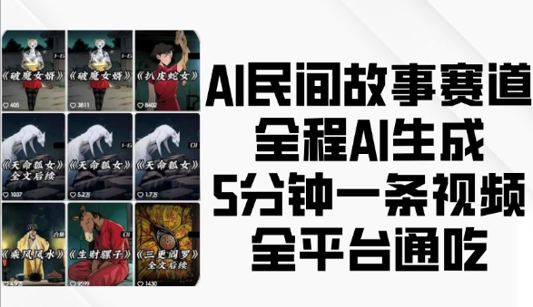 AI民间故事赛道，全程AI生成5分钟一条视频，全平台通吃-中创网_专注互联网创业,项目资源整合