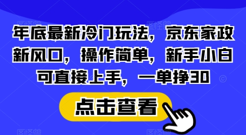 年底最新冷门玩法，京东家政新风口，操作简单，新手小白可直接上手，一单挣30【揭秘】-中创网_专注互联网创业,项目资源整合
